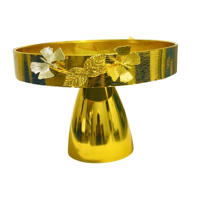 Momaz Serving Tray Golden Style With Stand 1pc