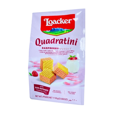 Loacker Crispy Wafer Quadratini Raspberry-Yogurt 110g