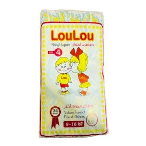 Loulou Baby Diapers Size 4 34 Diapers 9-18kg