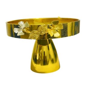 Momaz Serving Tray Golden Style With Stand 1pc